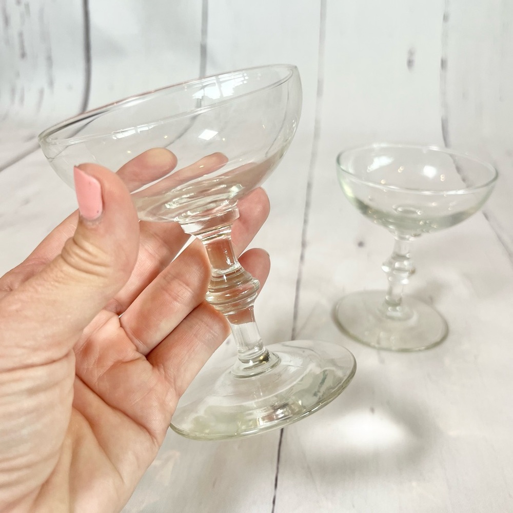 Vintage Libbey Georgian Champagne Coupe Glasses - Set of 2 MCM Sherbet Stemware